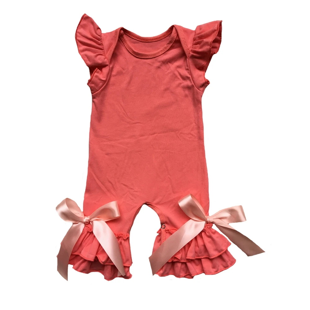 

wholesale soft cotton flutter sleeve girls ruffle romper Baby jumpsuit, Picture