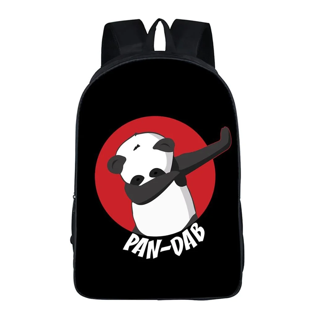 

Coolost Backpack Cool Dab Panda Print Bags 16 Inch School Bag For Teenage Students Knapsack, Black with graphic prints