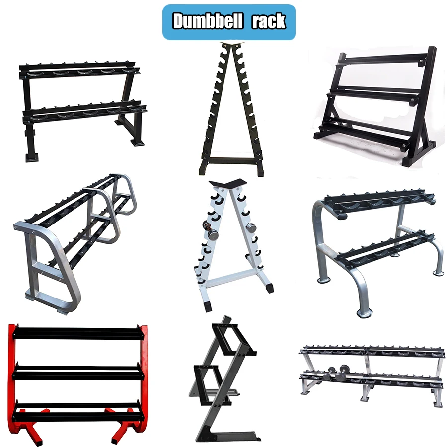 Black 3 Tier Vertical Dumbbell Rack with Angled Shelves