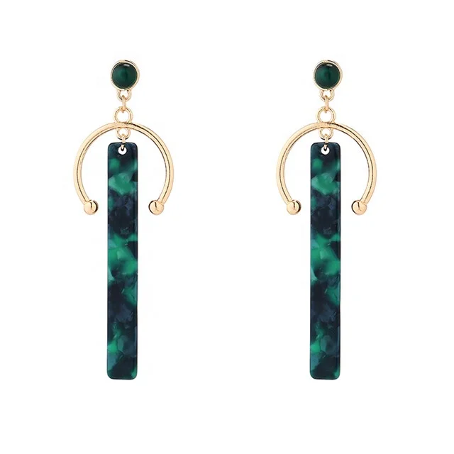 

Acetate Plate Fashion Pendant Jewelry Women Emerald Earring, As pictures