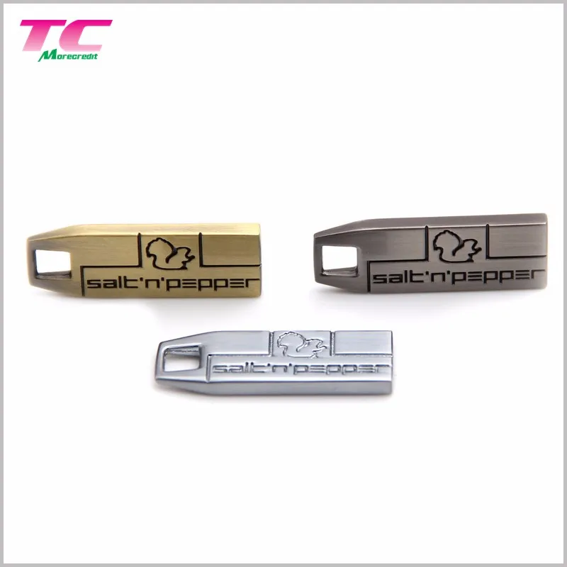Customized Logo Metal Zipper Slider Embossed Metal Zipper Puller