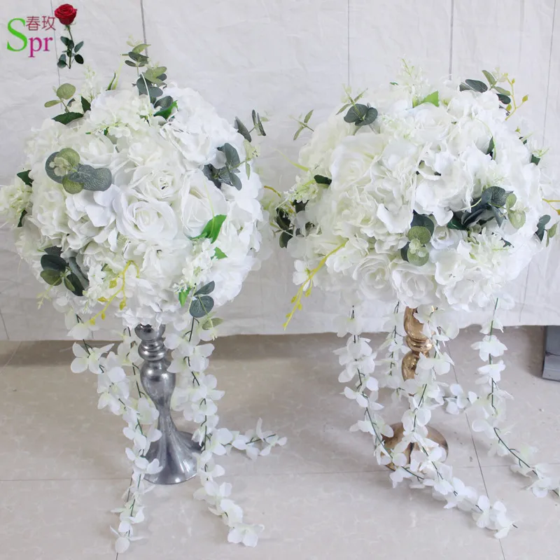 

SPR weddings table centerpiece flower ball party home backdrop decor free shipping, White color mix green
