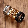 Silver/Gold/Black color chain spinning roman numerals deep engrave wholesale fashion rings for men stainless steel