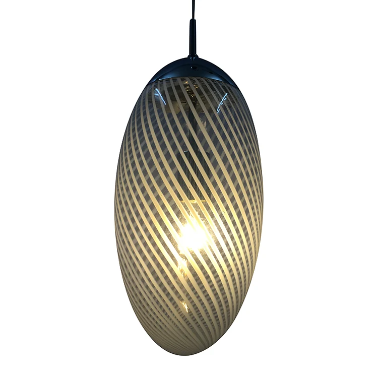 egg shape strip glass pendant light for house lighting