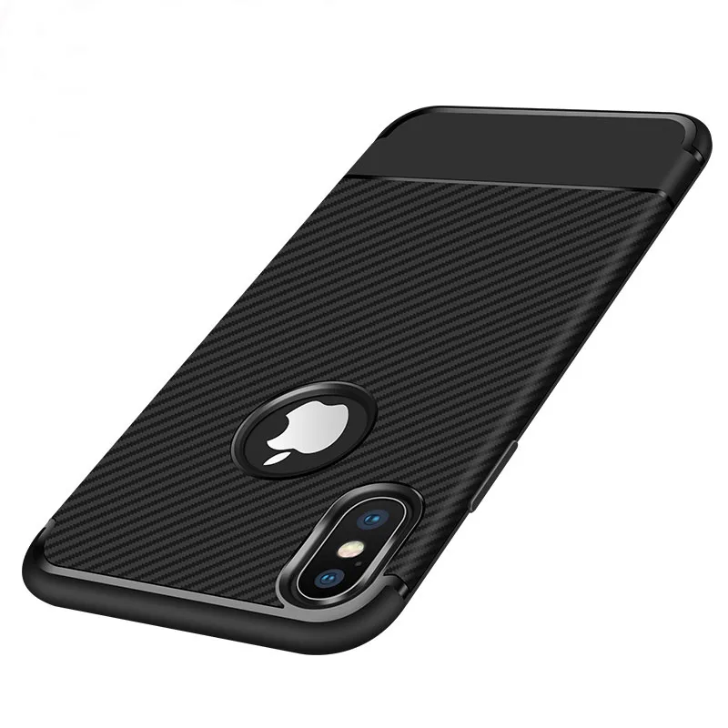 

Factory Price Custom Logo Carbon Fiber Case TPU Cover For iPhone X, Black;red;navy blue