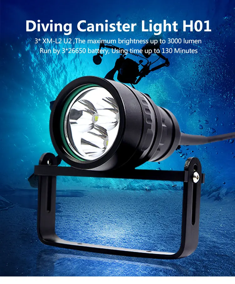 Himax 150meters Depth 4000 Lumen H01 Diving Safety Lights Canister