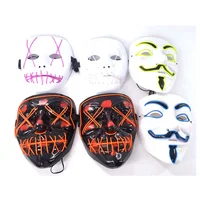

Ready to ship 2019 EL wire mask Light Up Neon LED Mask For Halloween party cosplay Masks By 3V Steady on Driver