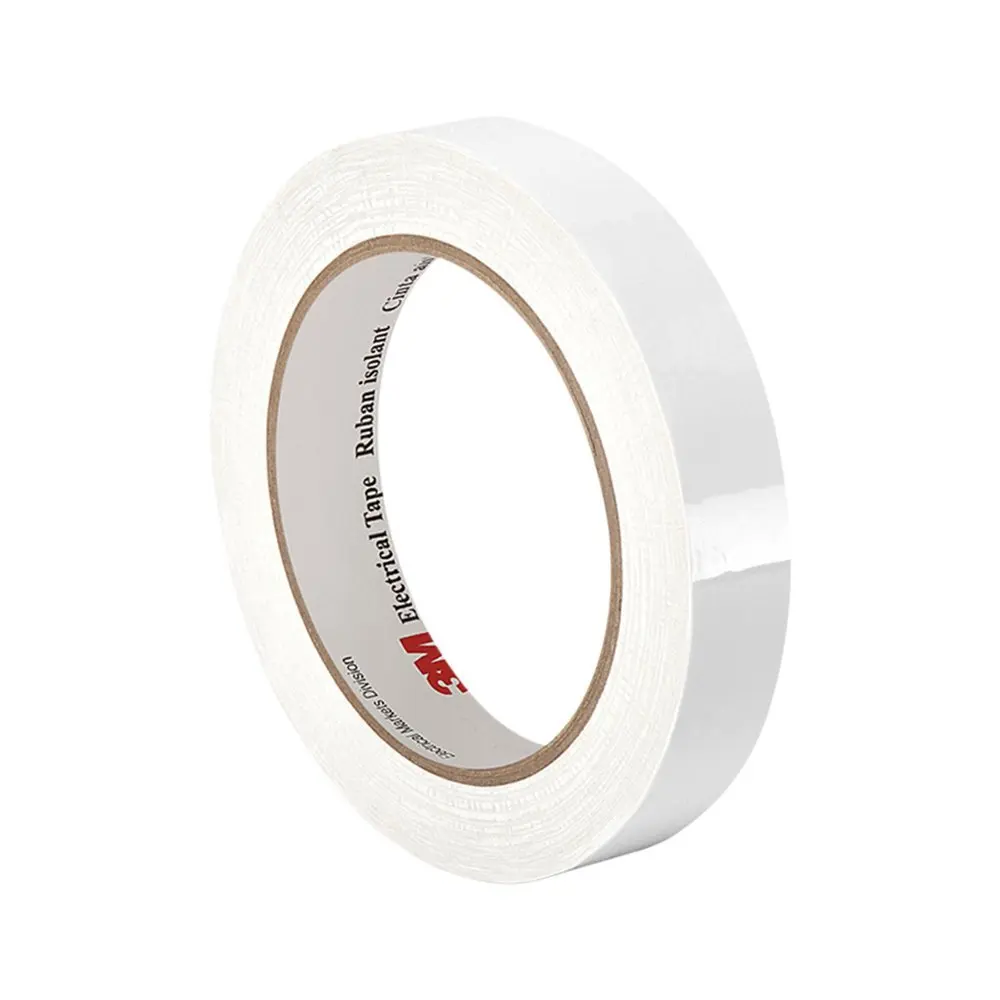 TapeCase 1350F-1W 0.563" x 72yd White Polyester Film 3M Flame-Retardant Tape 1350F-1, 266 degrees F Performance Temperature, 0.0025" Thickness, 72 yd Length, 0.563" Width