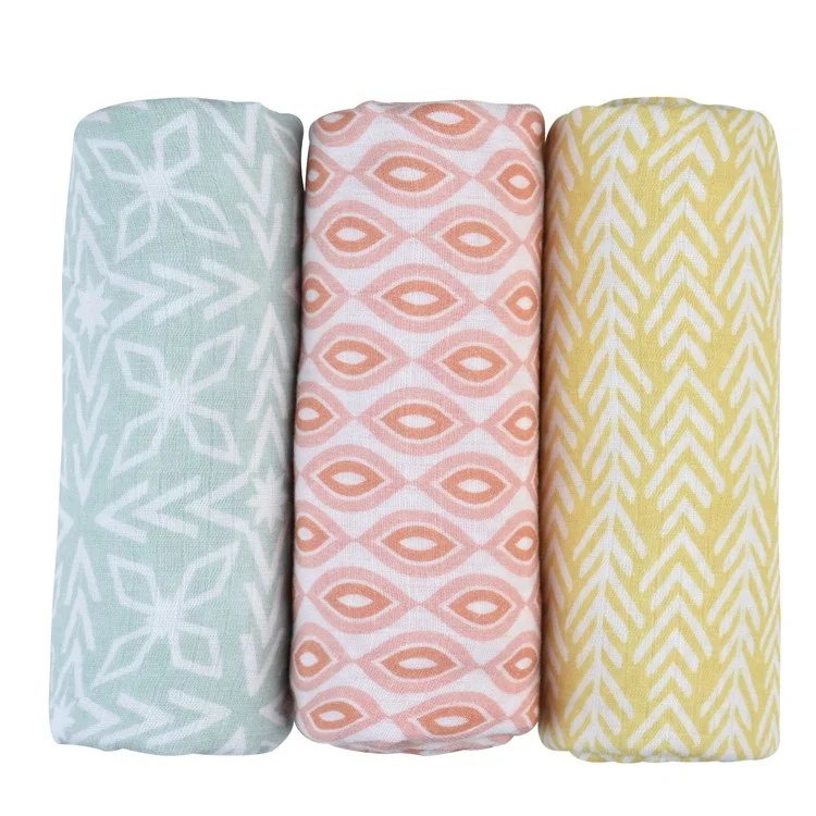 

Amazon hot sales organic cotton or bamboo baby muslin swaddle blankets, Blue;pink;green;yellow etc