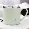 Japanese creative cartoon Zakka with spoon cat breakfast milk mark ceramic cup