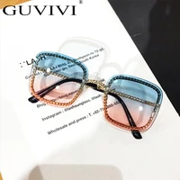

GUVIVI Sunglasses chain ocean color lens gradient color square Luxury Custom logo sunglasses
