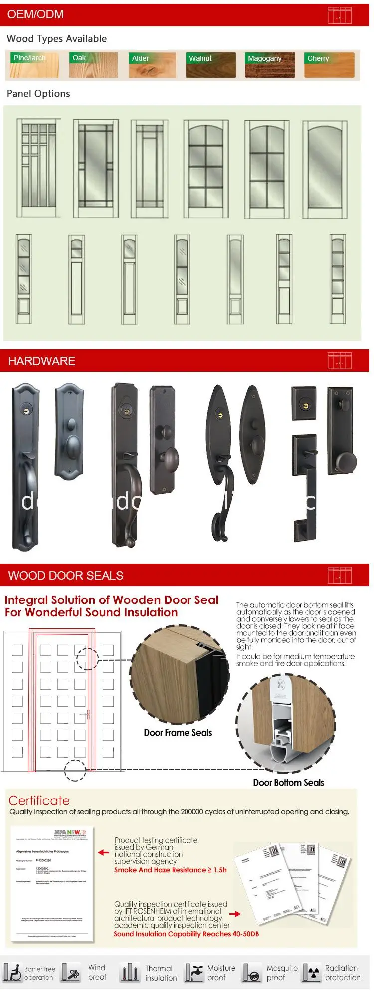 Hot selling products right hand doors and left swing residential solid wooden door