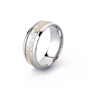 New design Hot selling stainless steel glowing in the night  rings jewelry arabic letter personalized luminous  men ring