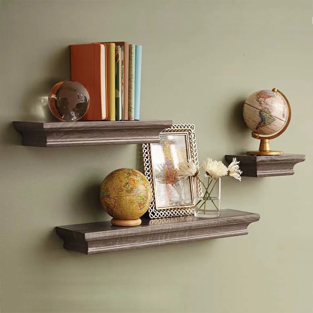 Decorative Wall Floating Shelf Set Grey Wash Finish Of 3pcs Buy