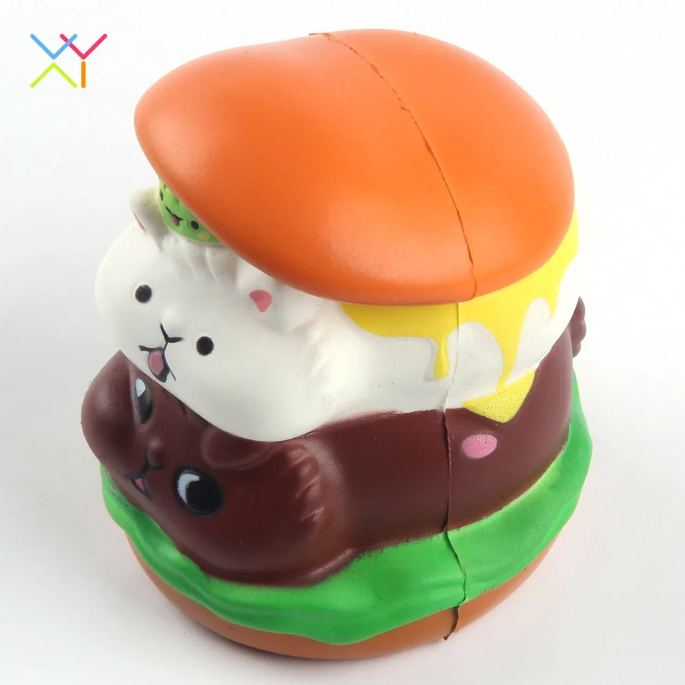 Soft pu foam food toys animal hamburger slow rising squishy for promotion
