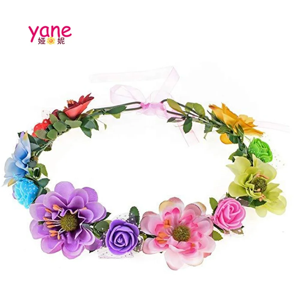 

Colorful flower weeding headband wreath felt flower garland flowers