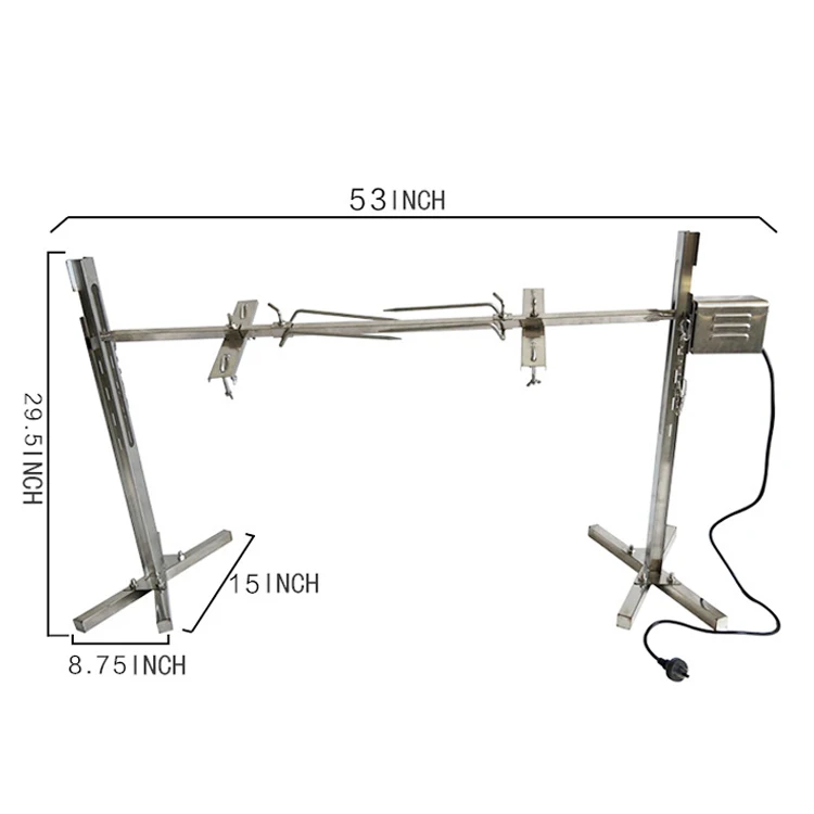 stainless steel outdoor camping open fire spit rotisserie barbecue grill height adjustable auto rotating roaster lamb bbq grill