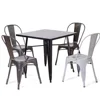 modern cheap iron metal steel dining fast food canteen bistro restaurant event cafeteria table and chair for sale