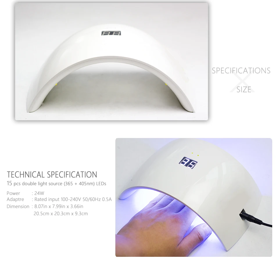 SUNUV SUN9C 24W LED UV Nail Polish Lamp Acrylic Curing Lamp for dry