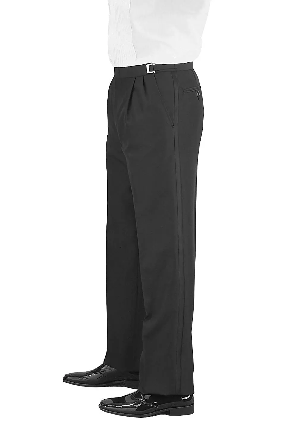 black pleated pants