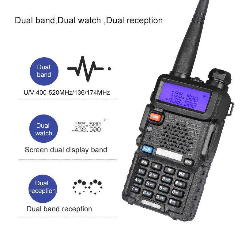 BAOFENG UV-5RE Plus Dual Band U//V 2-way Radio 136-174 400-520MHZ UV5R Walkie