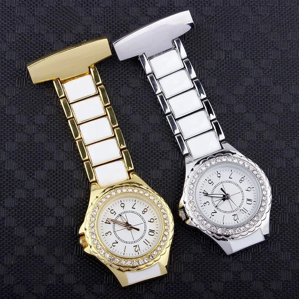 
Nurse Fob Pendant Pocket Quartz Alloy Medical Brooches Diamond Nursing Watches 