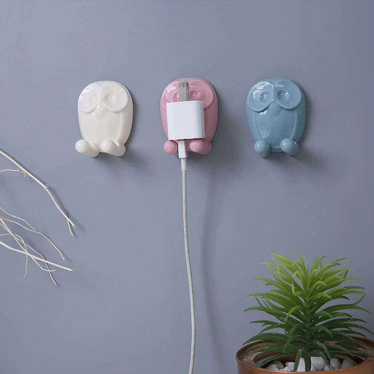 Simple Owl Hook Cartoon Socket Plug Storage Hook Bathroom Toothbrush Holder 1x d 