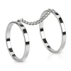 Double Ring Chain Linked Female Ring Size 7 Jewelry Fashion Unique Female Ring Jewelry