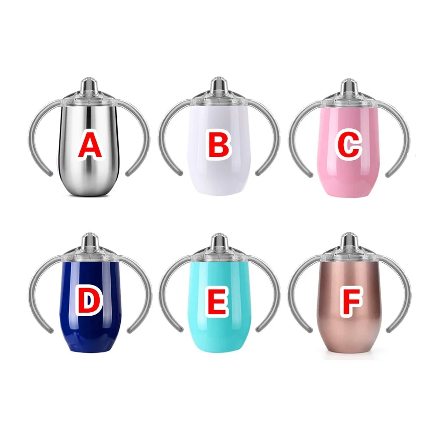 Food Grade Silicon lid 360 Train cup 8oz 12oz Disposable Vacuum insulated Tumbler wine cup stainless steel Baby Kid sippy cup