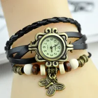 

Newest Design Handmade Bracelet With Butterfly Pendant Wrist Watch