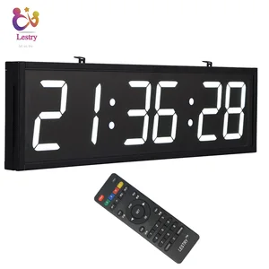 remote large digital 6number led wall clock with calendar temperature