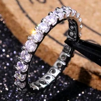 

XEYJZ326 Luxury Full Of Hearts And Arrows 5A Zircon Thin Party Wedding Rings Princess Ladies Platinum Plating Ring Wholesale