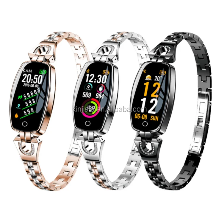 

New Product IP67 Waterproof Female Color Screen H8 Smart Bracelet Heart Rate Blood Pressure Monitor Sport Smart Watch for Lady