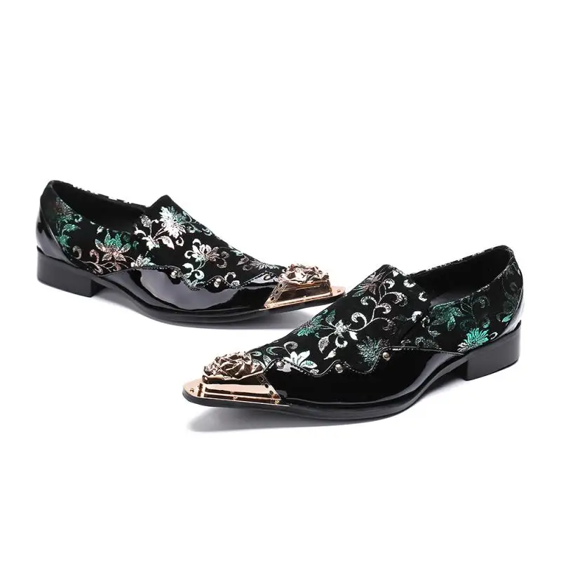Na083 Men Fashion Leather Loafers Mens Printed Embroidery Driving Party ...
