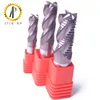 Solid carbide end mills with thread on the surface for internal and external roughing machining