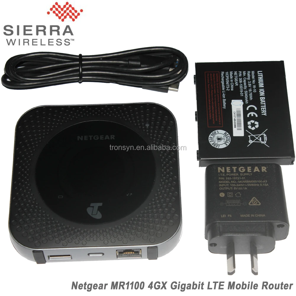 

Netgear MR1100 1GB Cat16 4GX Gigabit 4G LTE Mobile Sim Card Router For LTE,WiFi And Ethernet Connection, Black