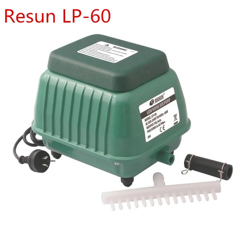 

60W 70LPM RESUN LP-60 Low Noise Aquarium Air Pump for Koi Fish Septic Tank Oxygen Air Aerator Hydroponics Pond Air Compressor, N/a