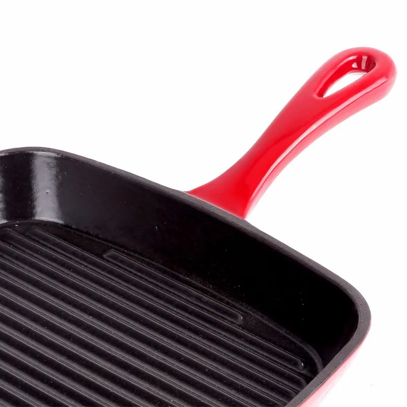 Enamel Lined Cast Iron Fryer Cast Iron Ribbed Pan Cookware Griddle