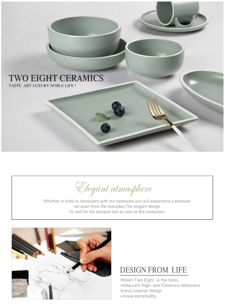 product-Two Eight-wholesale banquet hallportuguese ceramic green color porcelain used restaurant din