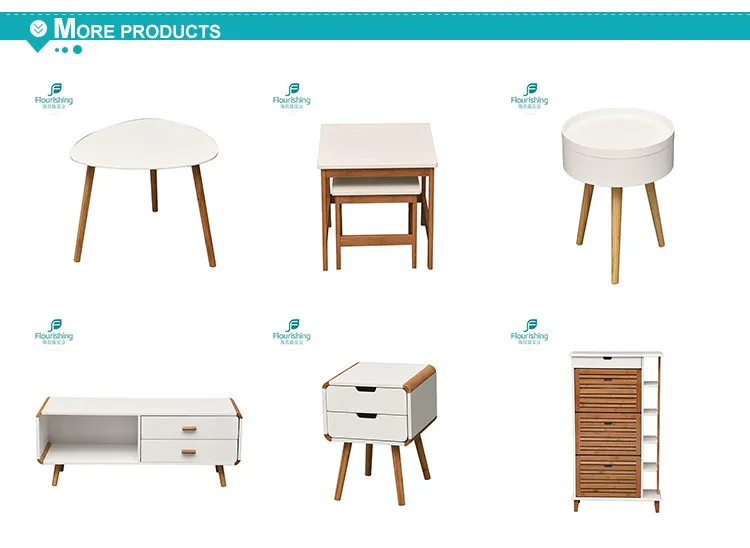 Environment Protection Paint Modern Style Triangle MDF Coffee Table Set
