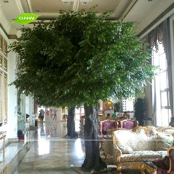 Gnw Btr047 Large Decorative Artificial Plants Green Plastic Leaf Banyan Tree For Indoor Decoration Buy Plastic Leaf Decorative Indoor Large Green