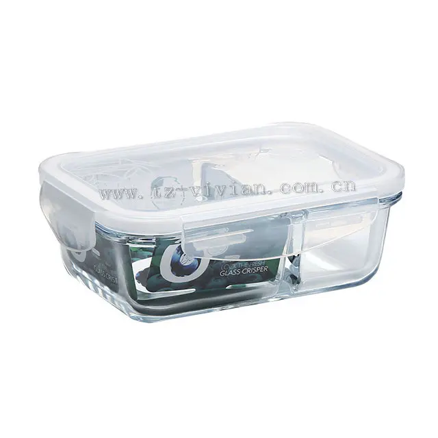 PUYE 700ML glass food storage bento lunch box 2 compartment meal prep glass containers with lid