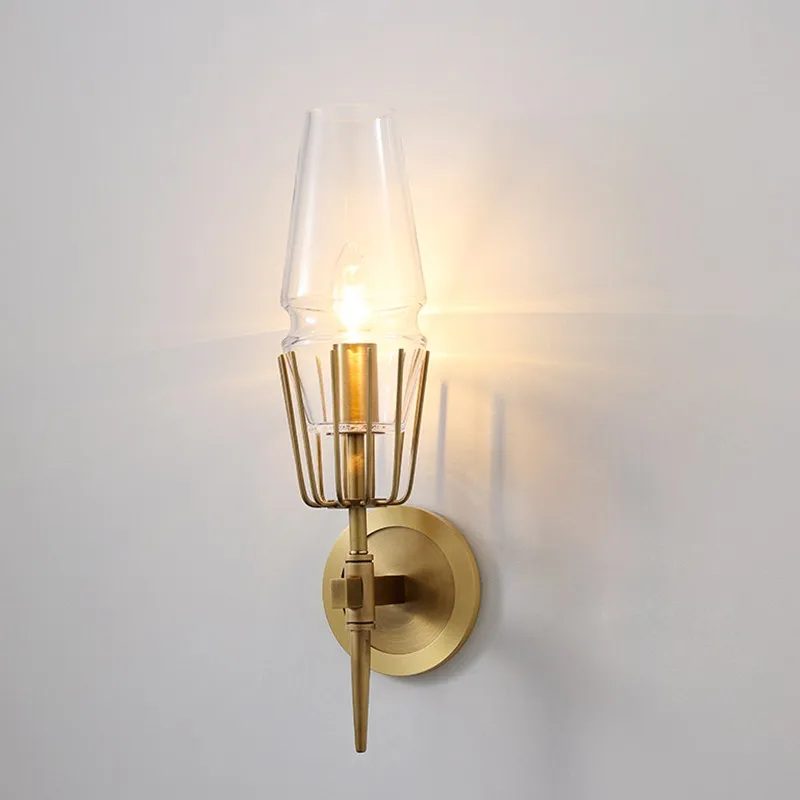 wall lamp Transparent glass material gold sconce modern one light wall lighting 20cm small Wall Light