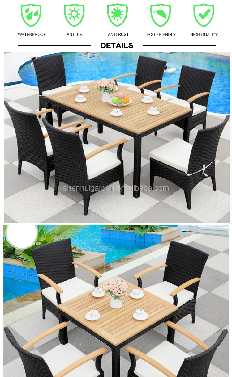 Mimbre Para Exteriores Y Muebles De Plástico Para Patio,7 Piezas,Juego