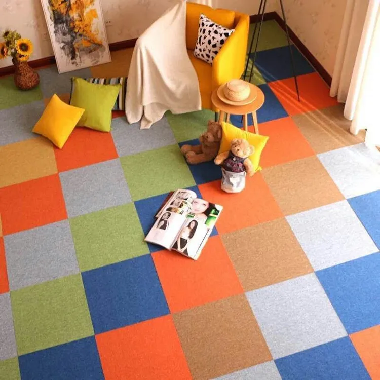 Solid Color Commercial 100nylon Carpet Tiles 50*50cm Flooring Tiles