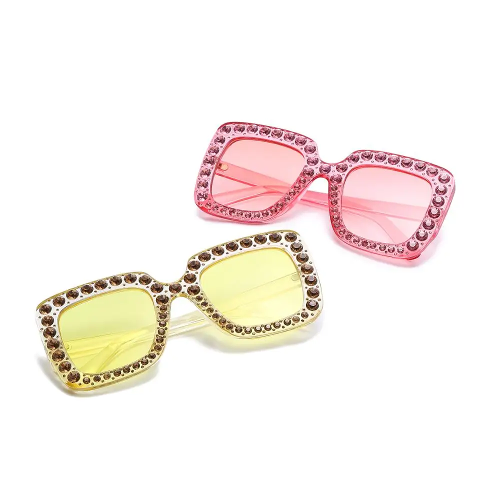 

2018 new fashion women jewelled luxury diamond oversized squiare rhinestone Sunglasses, Any color