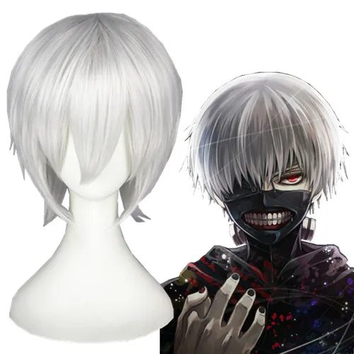 Wholesale Anime Tokyo Ghoul Kaneki Ken 32cm Short Silver White