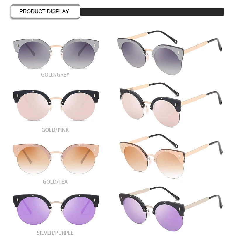 Amazon ali express drop shipping cat3 big frame semi rimless eyeglasses women sunglasses