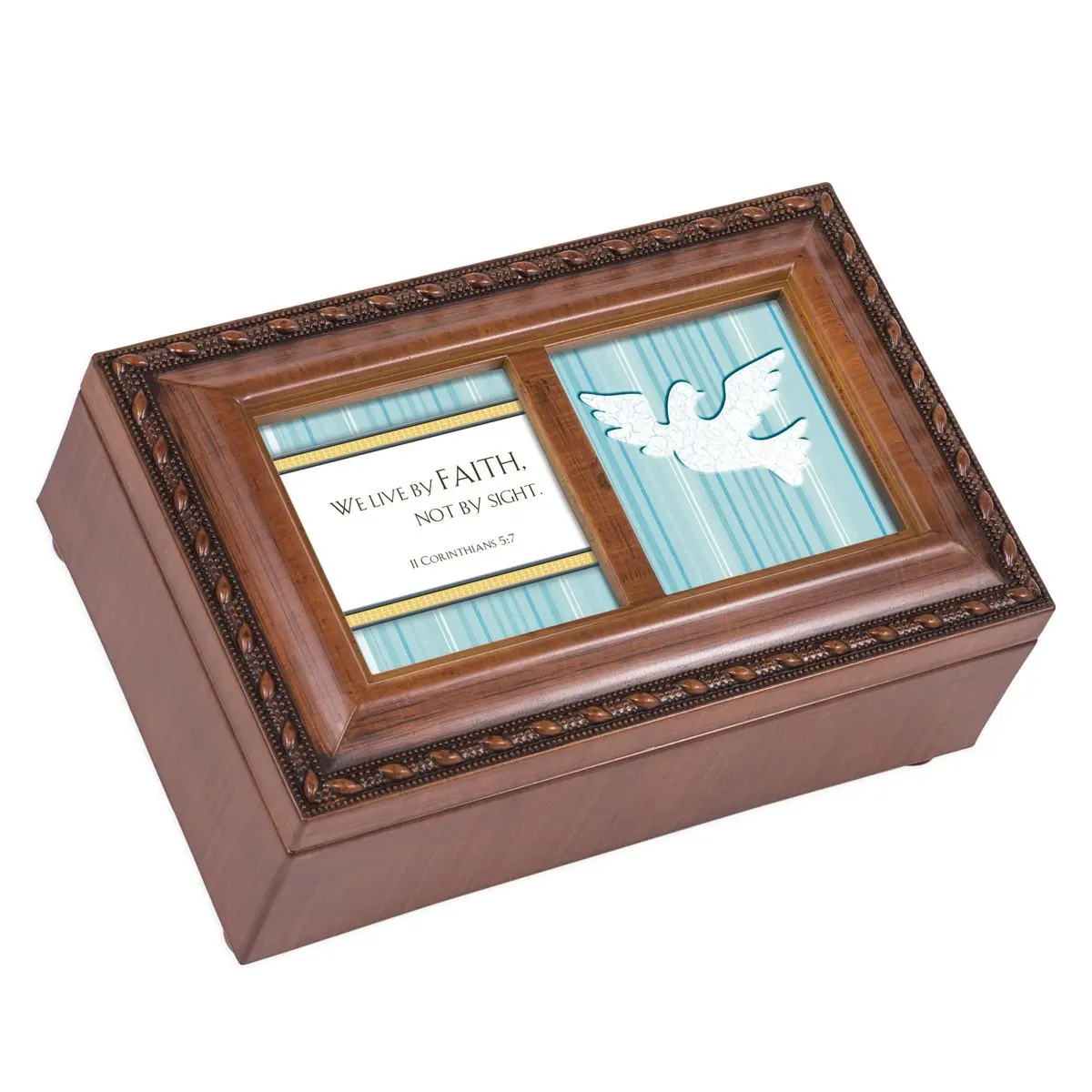 Cottage Garden Godmother Champagne Silver Music Box//Jewelry Box Plays How Great Thou Art