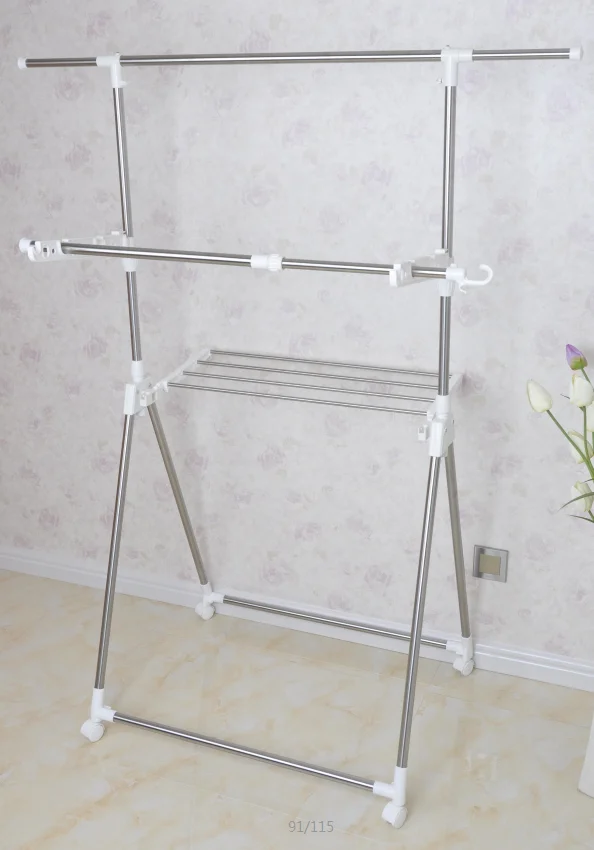 
adjustable stainless steel multi-faction folding clothes hanger rack 